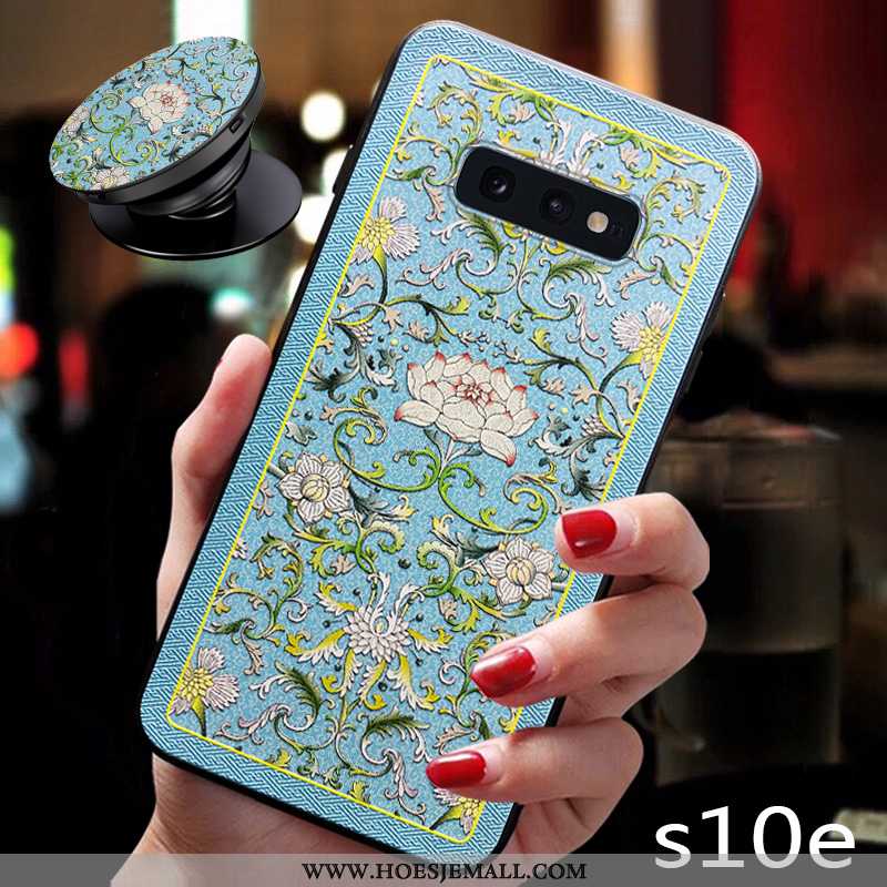 Hoesje Samsung Galaxy S10e Dun Zacht Siliconen All Inclusive Chinese Stijl Licht Blauwe