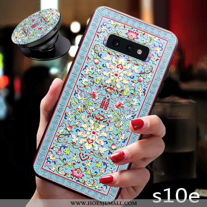 Hoesje Samsung Galaxy S10e Dun Zacht Siliconen All Inclusive Chinese Stijl Licht Blauwe