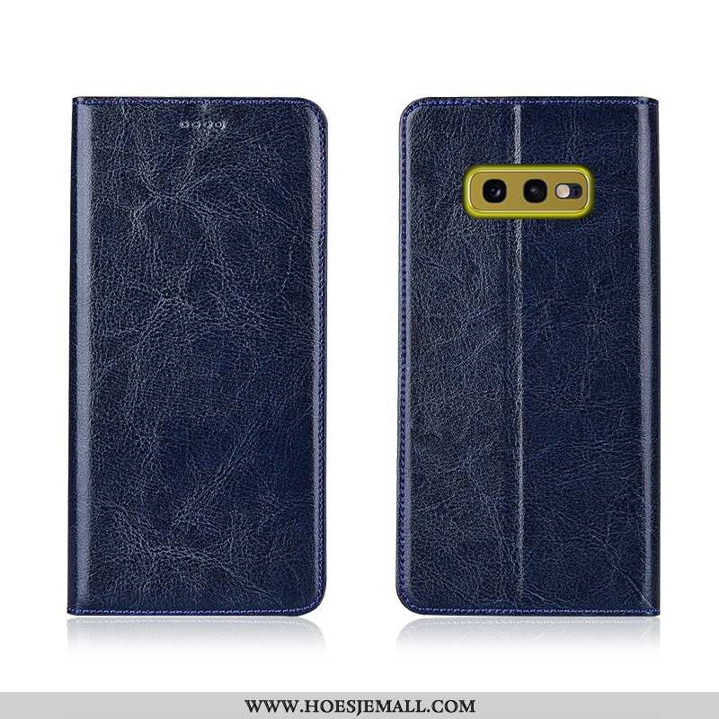 Hoesje Samsung Galaxy S10e Bescherming Leren Zacht Clamshell Patroon Khaki