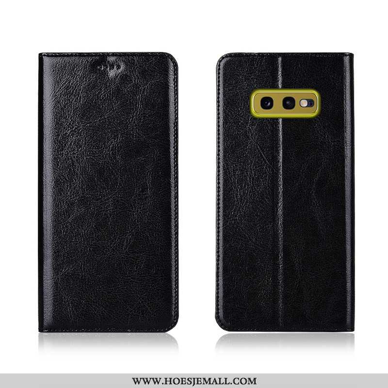 Hoesje Samsung Galaxy S10e Bescherming Leren Zacht Clamshell Patroon Khaki