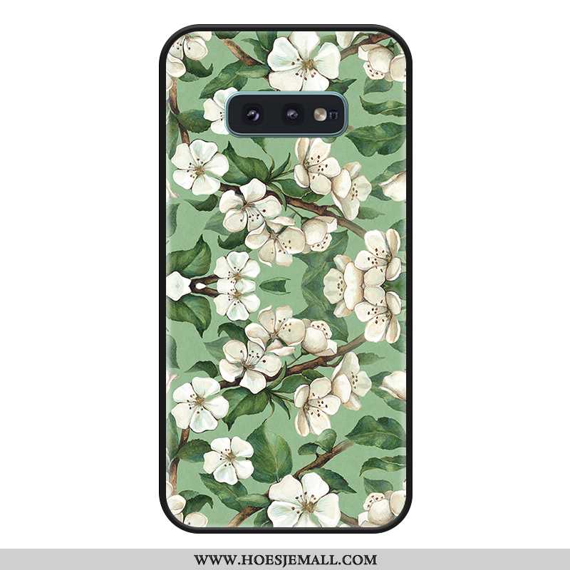 Hoesje Samsung Galaxy S10e Siliconen Reliëf All Inclusive Mobiele Telefoon Ster Anti-fall Groen