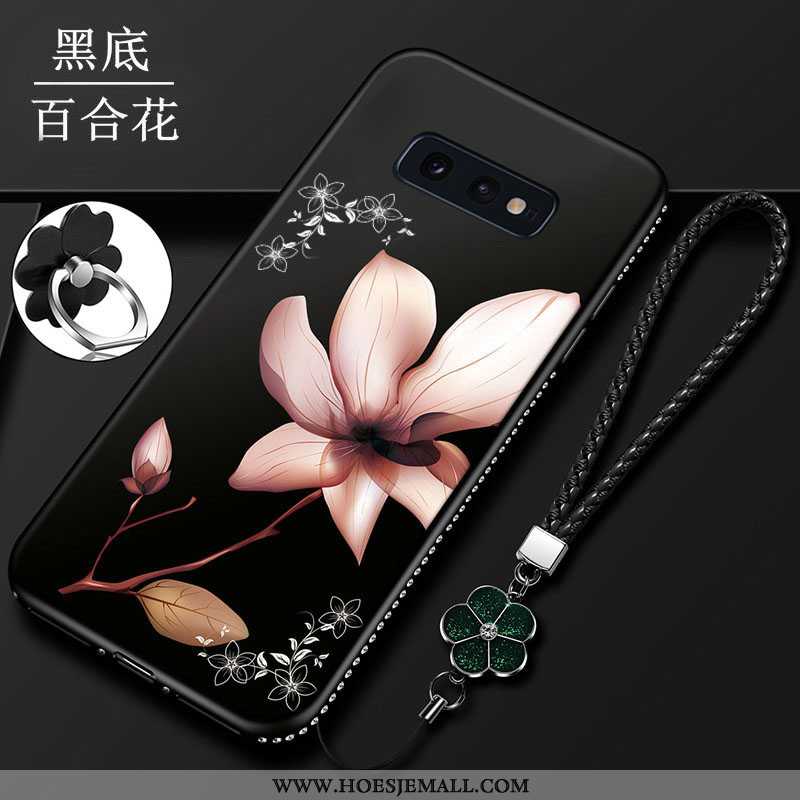 Hoesje Samsung Galaxy S10e Zacht Siliconen Mobiele Telefoon Bloemen Anti-fall Bescherming Rood