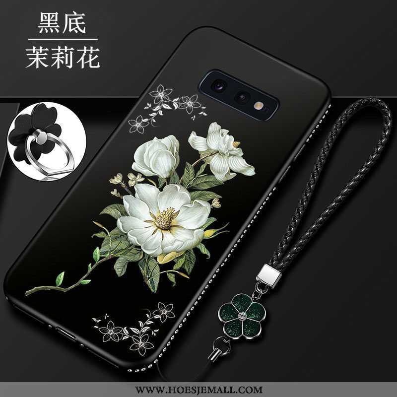 Hoesje Samsung Galaxy S10e Zacht Siliconen Mobiele Telefoon Bloemen Anti-fall Bescherming Rood