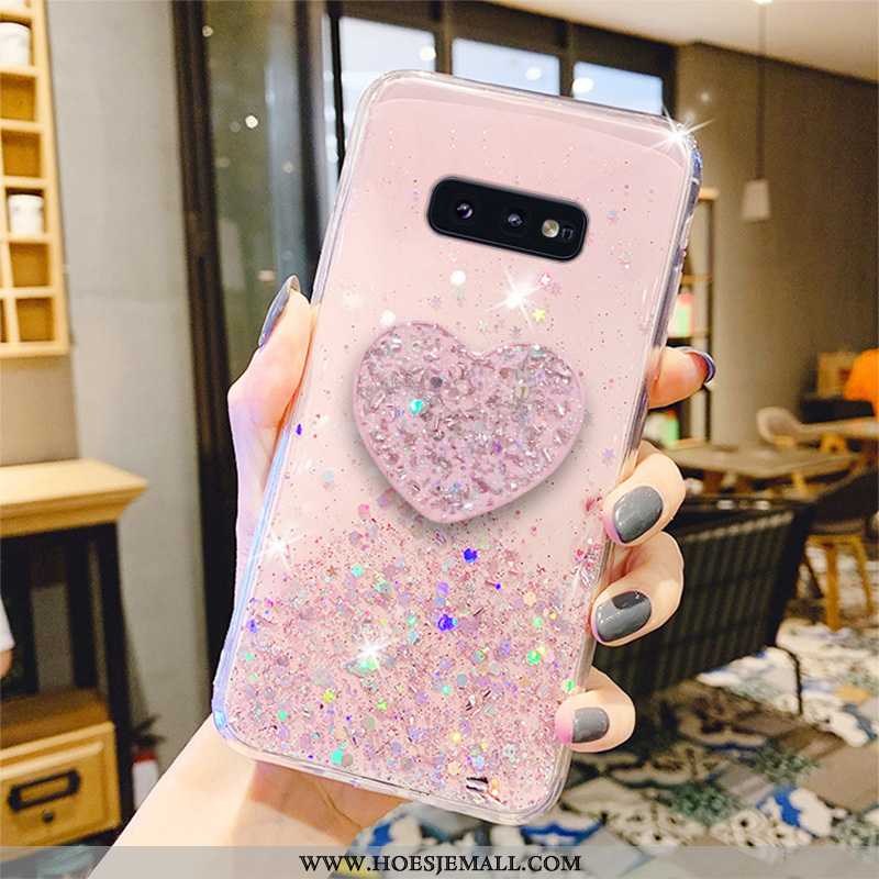 Hoesje Samsung Galaxy S10e Skärmskydd Bescherming Roze Zacht Drijfzand Ster