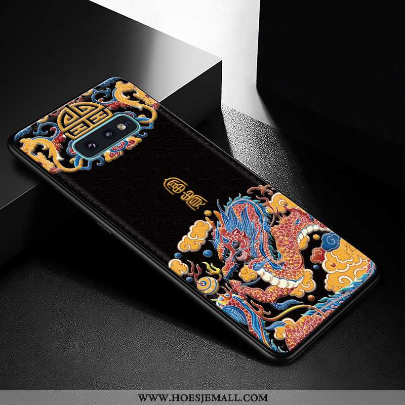 Hoesje Samsung Galaxy S10e Leer Patroon Anti-fall Trend Ster Scheppend All Inclusive Zwarte