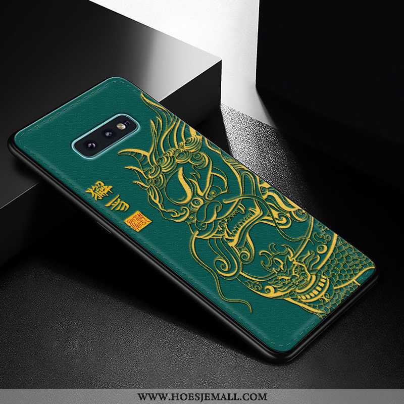 Hoesje Samsung Galaxy S10e Leer Patroon Anti-fall Trend Ster Scheppend All Inclusive Zwarte