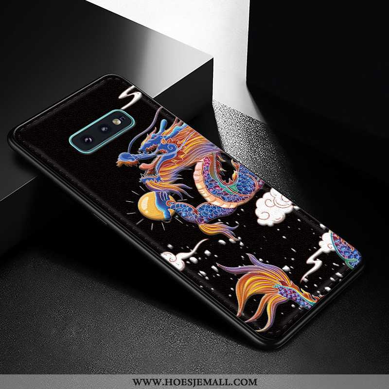 Hoesje Samsung Galaxy S10e Leer Patroon Anti-fall Trend Ster Scheppend All Inclusive Zwarte