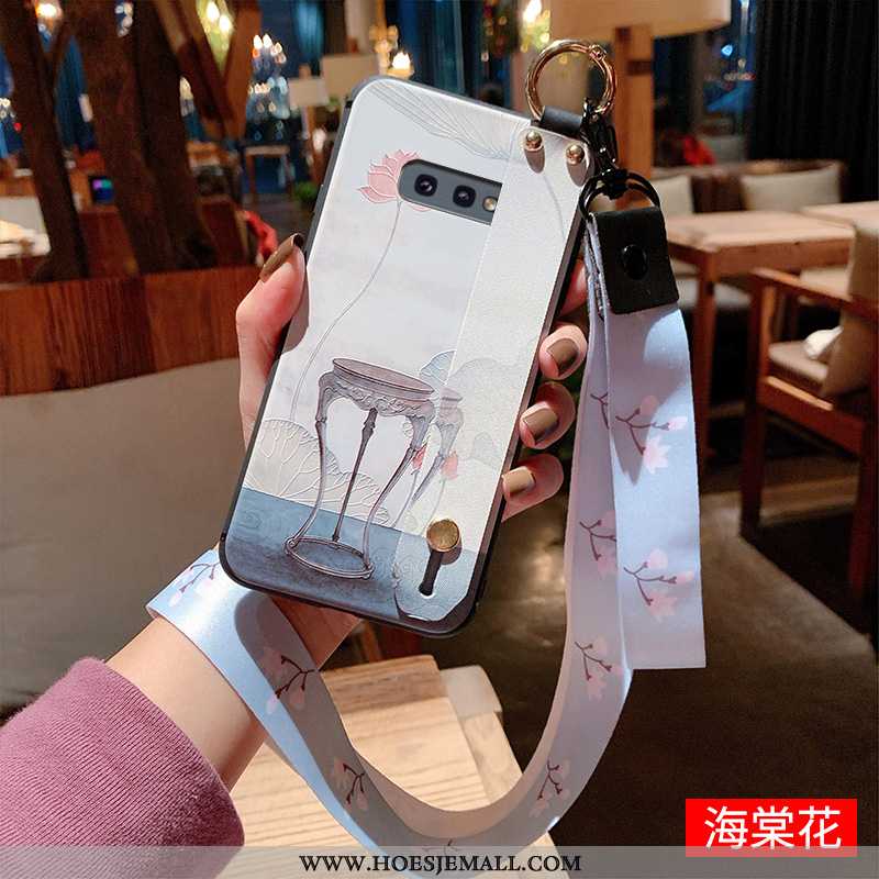 Hoesje Samsung Galaxy S10e Vintage Patroon Bescherming Siliconen Zacht Ster Hanger Blauwe