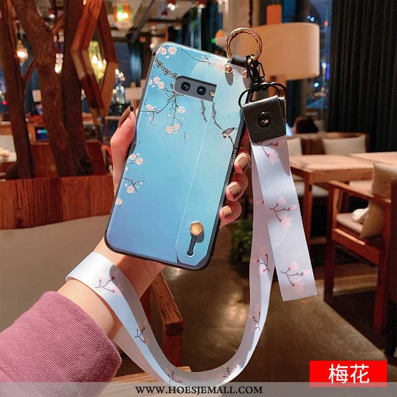 Hoesje Samsung Galaxy S10e Vintage Patroon Bescherming Siliconen Zacht Ster Hanger Blauwe