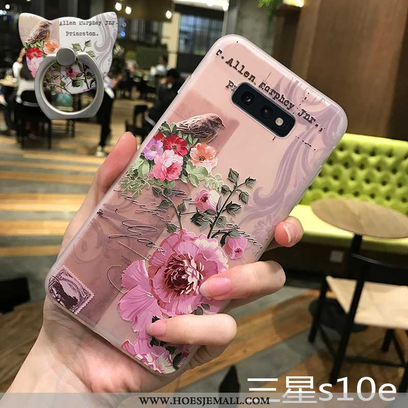 Hoes Samsung Galaxy S10e Zacht Siliconen Anti-fall Reliëf Hoesje Nieuw Roze