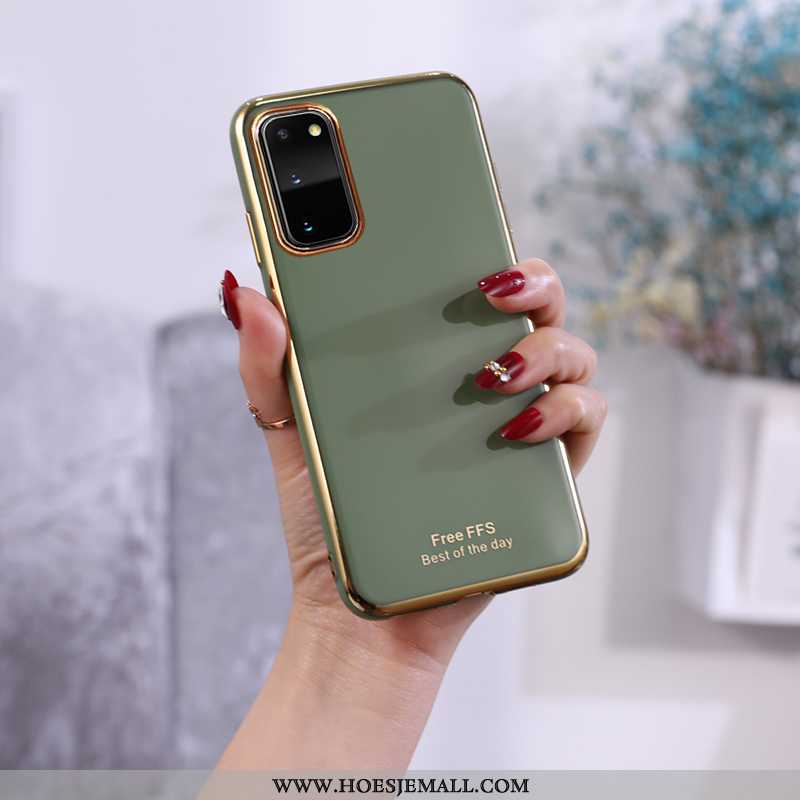 Hoesje Samsung Galaxy S20 Zacht Groen Plating Anti-fall Effen Kleur Mobiele Telefoon