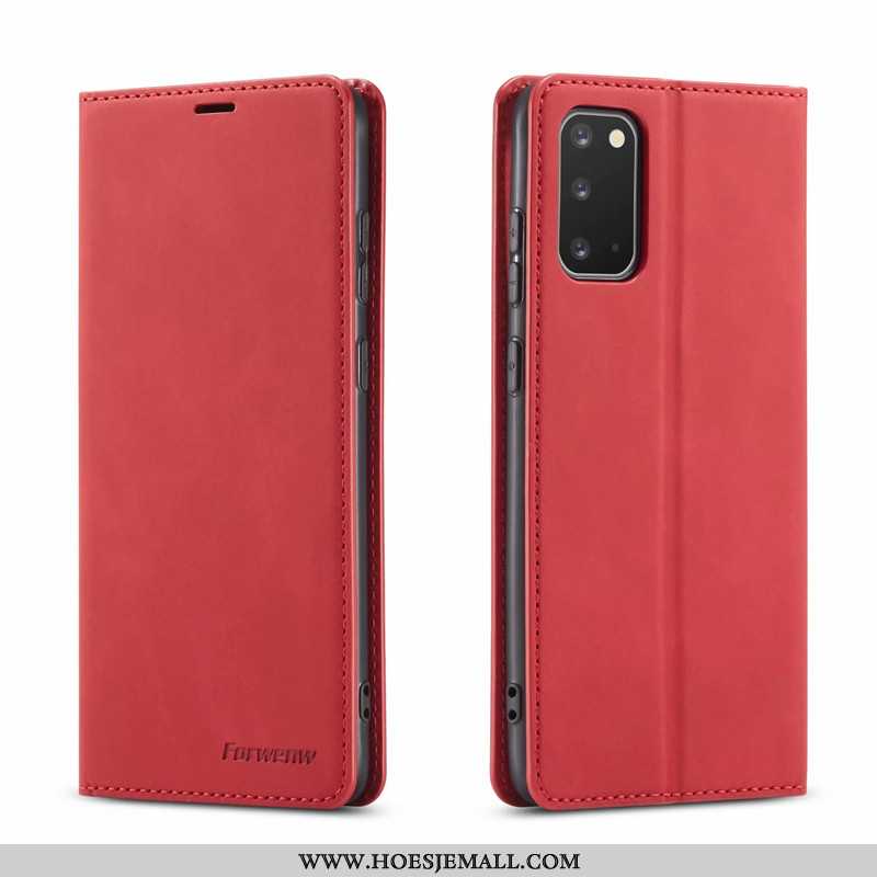 Hoes Samsung Galaxy S20 Scheppend Leren Hoesje Rood Portemonnee Kaart Mobiele Telefoon Ster