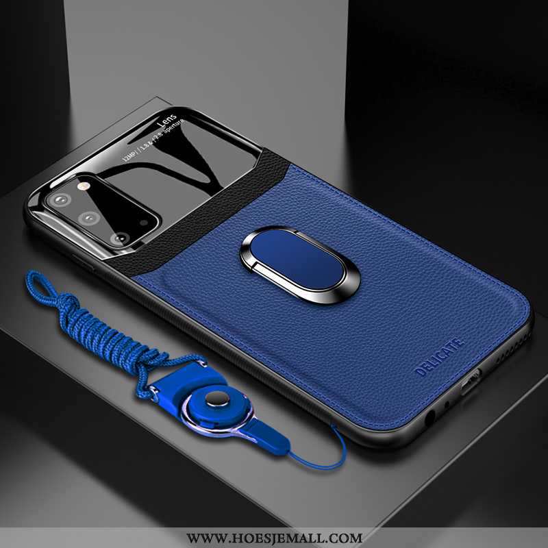 Hoes Samsung Galaxy S20 Leren Hoesje Siliconen Ster Donkerblauw Mobiele Telefoon Bescherming Donkerb