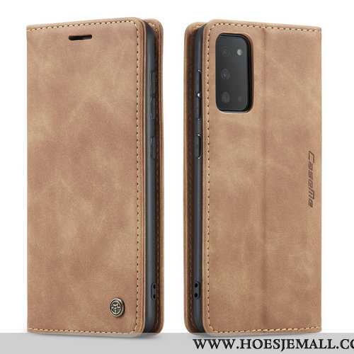 Hoesje Samsung Galaxy S20+ Trend Bescherming Anti-fall All Inclusive Clamshell Nieuw Leren Khaki