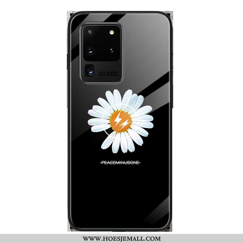 Hoesje Samsung Galaxy S20 Ultra Glas Persoonlijk All Inclusive Dragon Patroon Wind Zwart Zwarte
