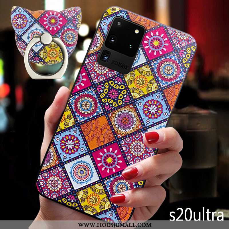 Hoesje Samsung Galaxy S20 Ultra Zacht Siliconen Reliëf Hanger Ster Trend Scheppend Roze