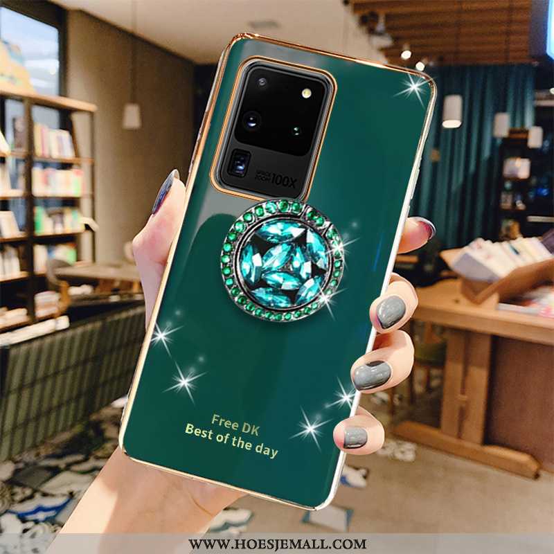 Hoesje Samsung Galaxy S20 Ultra Zacht Luxe Koe Groen Ster Plating