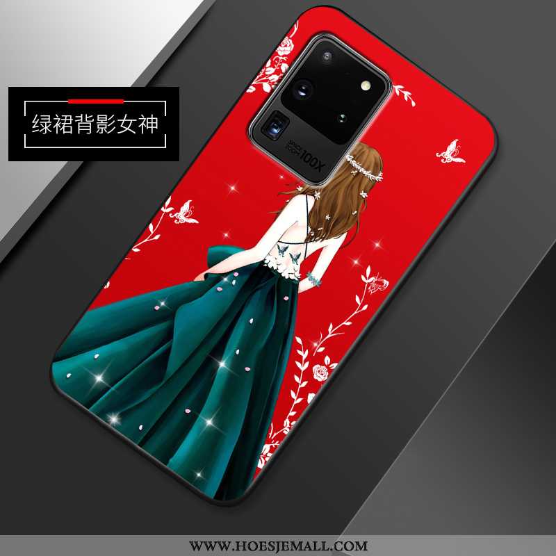 Hoes Samsung Galaxy S20 Ultra Siliconen Schrobben Super Anti-fall Spotprent Hoesje Trend Geel