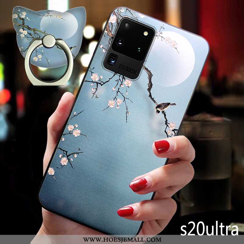 Hoes Samsung Galaxy S20 Ultra Zacht Siliconen All Inclusive Anti-fall Schrobben Wind Blauwe