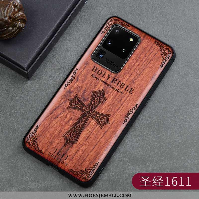 Hoes Samsung Galaxy S20 Ultra Scheppend Hout Bedrijf High End Hard Ster Pas Bruine