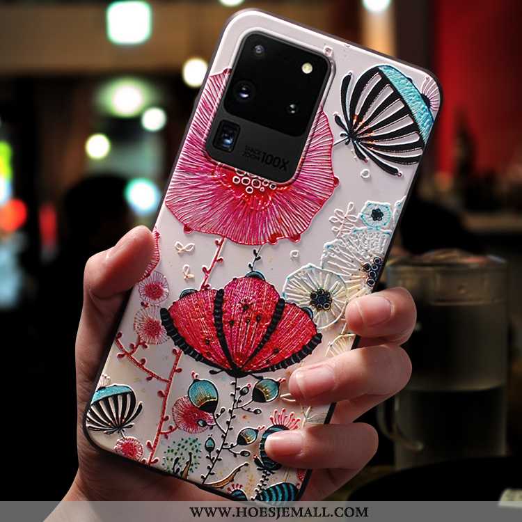 Hoes Samsung Galaxy S20 Ultra Zacht Siliconen Wind All Inclusive Net Red Mobiele Telefoon Roze