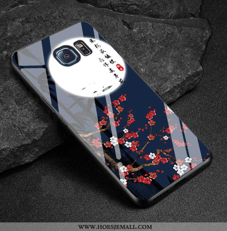 Hoesje Samsung Galaxy S6 Edge Bescherming Glas Ster Spiegel Mobiele Telefoon Hoes Donkerblauwe