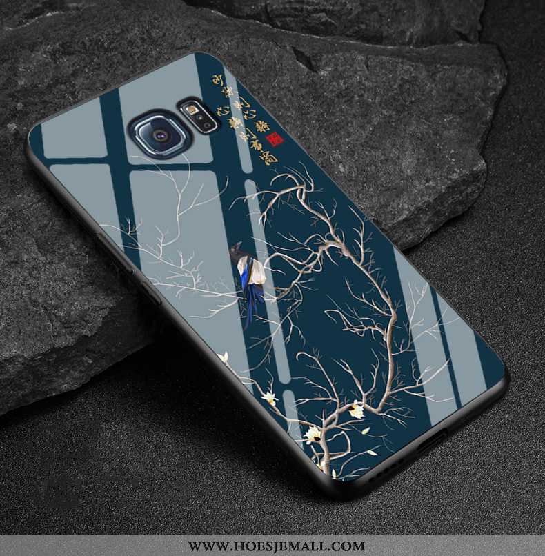 Hoesje Samsung Galaxy S6 Edge Bescherming Glas Ster Spiegel Mobiele Telefoon Hoes Donkerblauwe