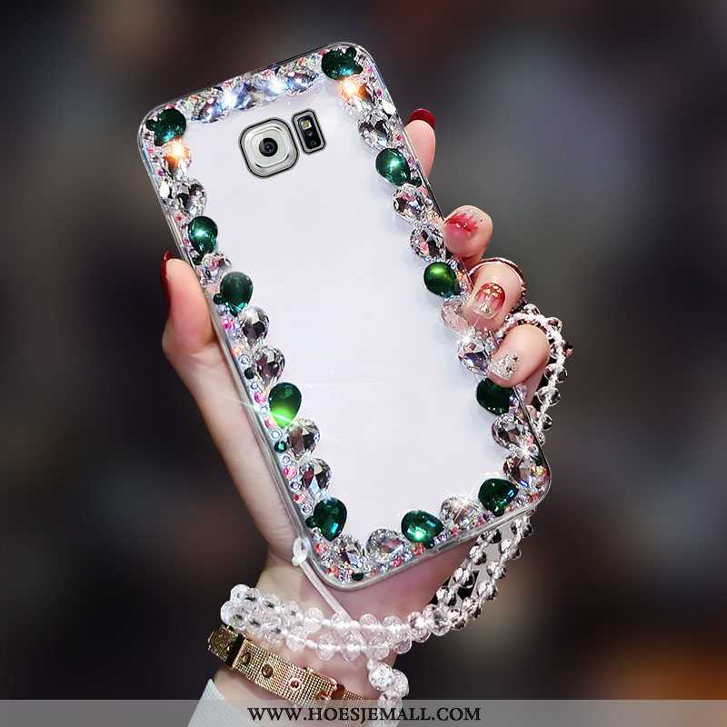 Hoes Samsung Galaxy S6 Edge Bescherming Met Strass Trend Mobiele Telefoon Ster Doorzichtig Roze