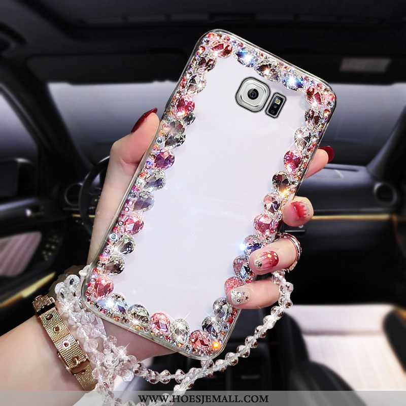 Hoes Samsung Galaxy S6 Edge Bescherming Met Strass Trend Mobiele Telefoon Ster Doorzichtig Roze