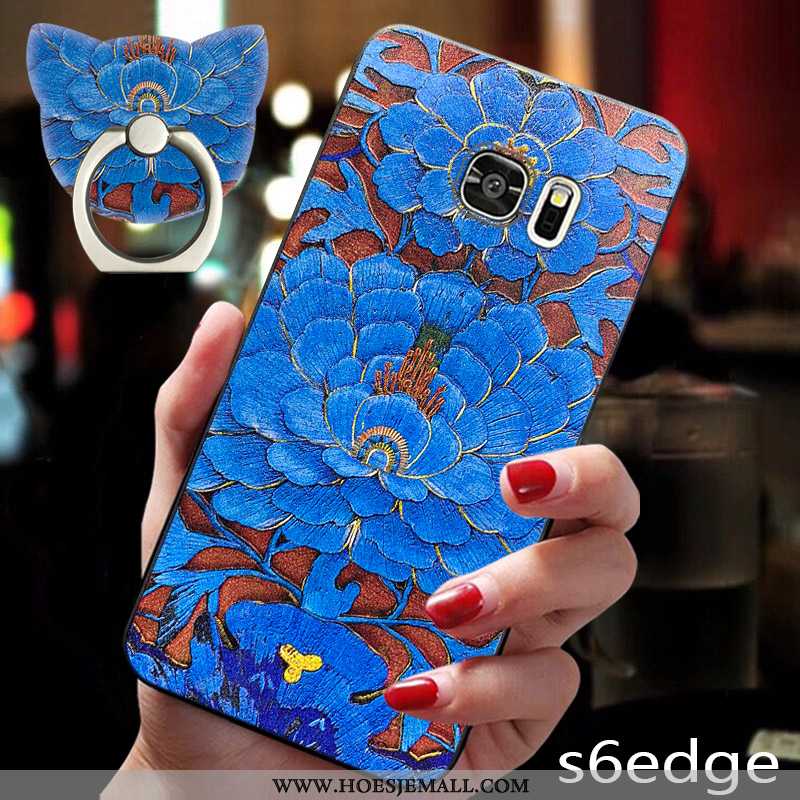 Hoesje Samsung Galaxy S6 Edge Zacht Siliconen Schrobben Ster Mobiele Telefoon Blauw Hoes Blauwe