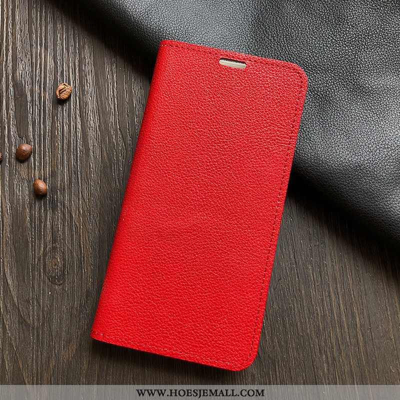 Hoes Samsung Galaxy S6 Edge Patroon Zacht Clamshell Ster Echt Leer Ondersteuning Rood Roos