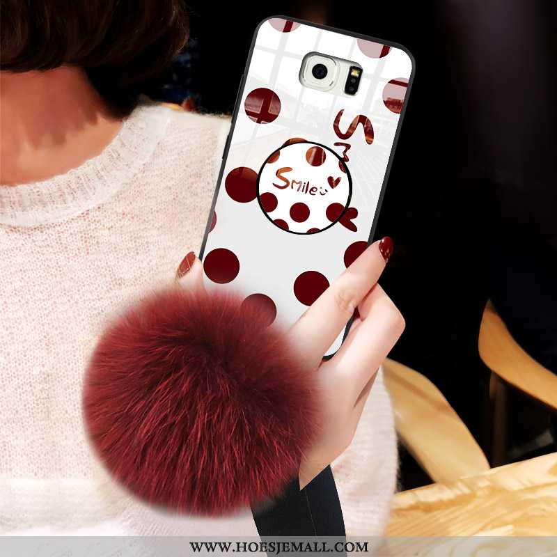 Hoesje Samsung Galaxy S6 Trend Glas Hard Pompom Rood Ster