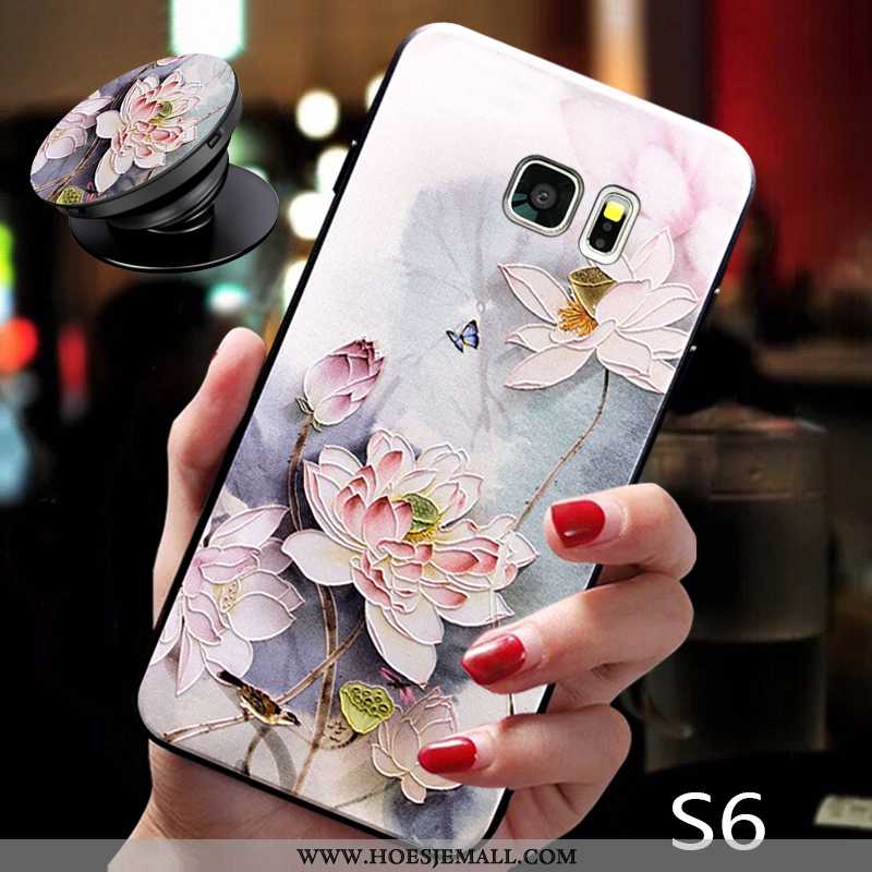 Hoes Samsung Galaxy S6 Siliconen Bescherming Zacht Anti-fall Mobiele Telefoon Hanger Roze