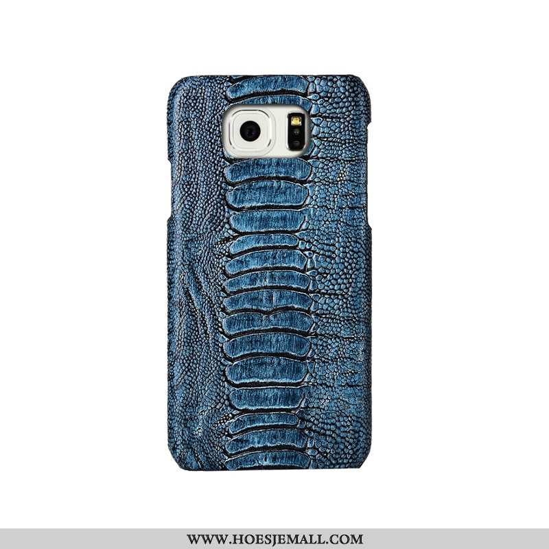 Hoesje Samsung Galaxy S6 Echt Leer Bescherming Khaki Anti-fall Mode Luxe Mobiele Telefoon