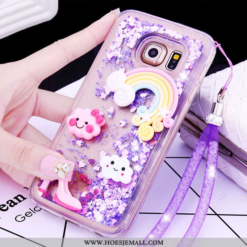 Hoes Samsung Galaxy S6 Siliconen Bescherming Purper Hoesje Mobiele Telefoon Ster Mooie