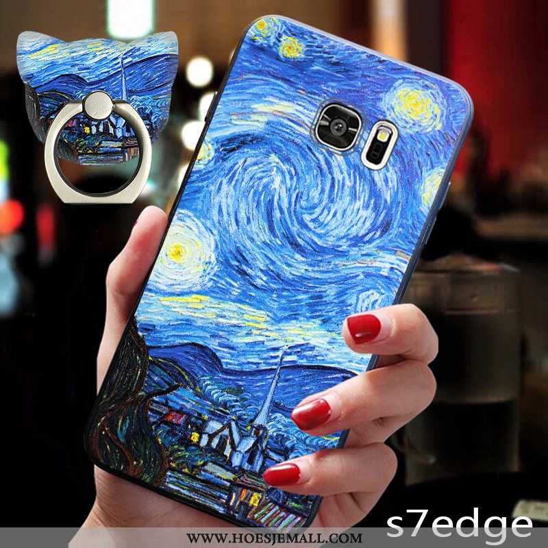 Hoesje Samsung Galaxy S7 Edge Scheppend Trend Blauw Siliconen Persoonlijk Anti-fall Blauwe