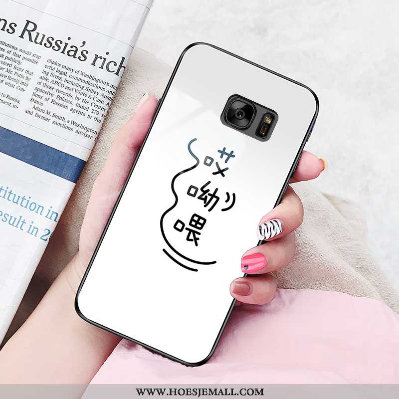 Hoesje Samsung Galaxy S7 Bescherming Glas Eenvoudige Wit Mobiele Telefoon Trend Ster Witte