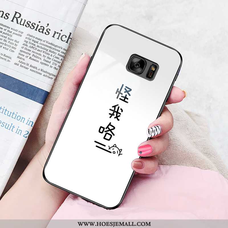 Hoesje Samsung Galaxy S7 Bescherming Glas Eenvoudige Wit Mobiele Telefoon Trend Ster Witte