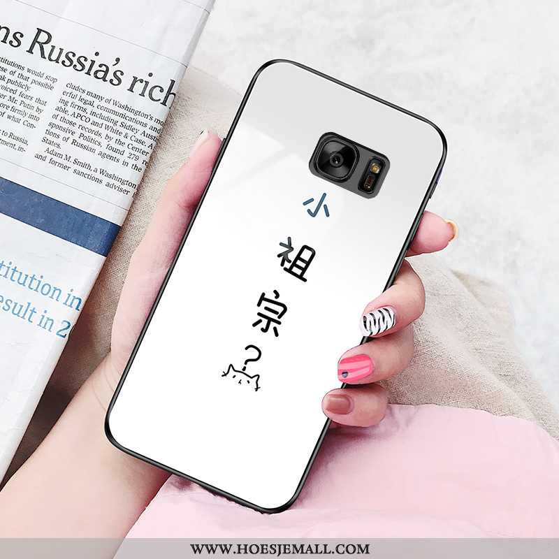 Hoesje Samsung Galaxy S7 Bescherming Glas Eenvoudige Wit Mobiele Telefoon Trend Ster Witte