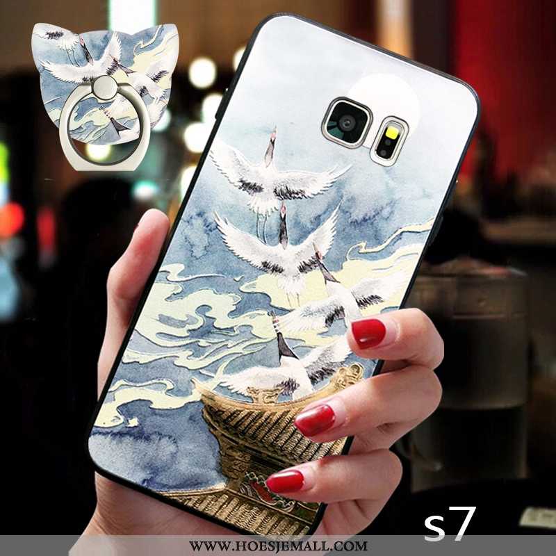 Hoes Samsung Galaxy S7 Vintage Trend Mobiele Telefoon Ster Wind Zacht Blauwe