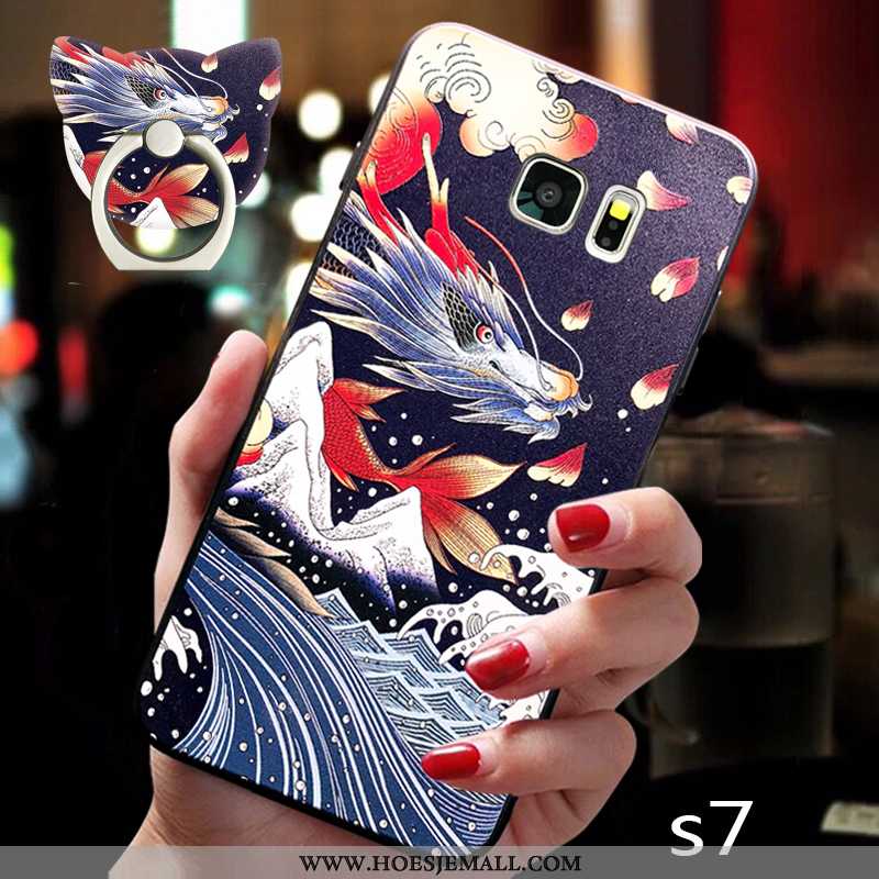 Hoes Samsung Galaxy S7 Vintage Trend Mobiele Telefoon Ster Wind Zacht Blauwe