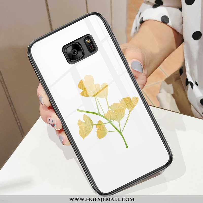 Hoesje Samsung Galaxy S7 Glas Trend Blad Mobiele Telefoon Wit Vers Witte