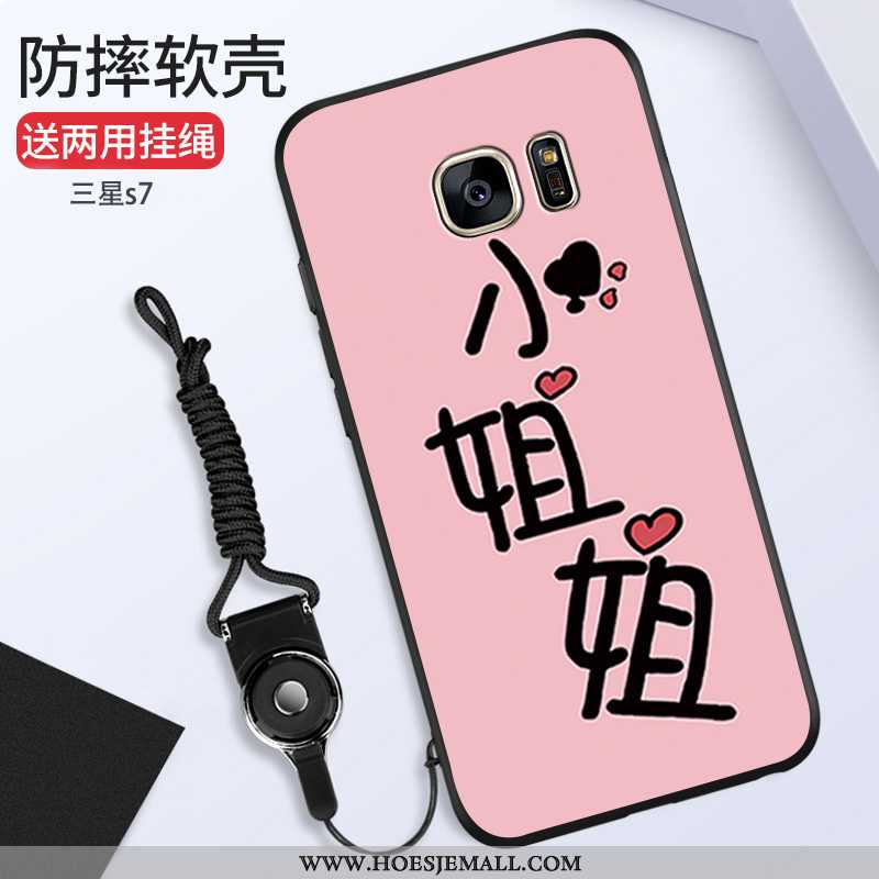 Hoes Samsung Galaxy S7 Siliconen Mode Hoesje Anti-fall Hanger Roze All Inclusive