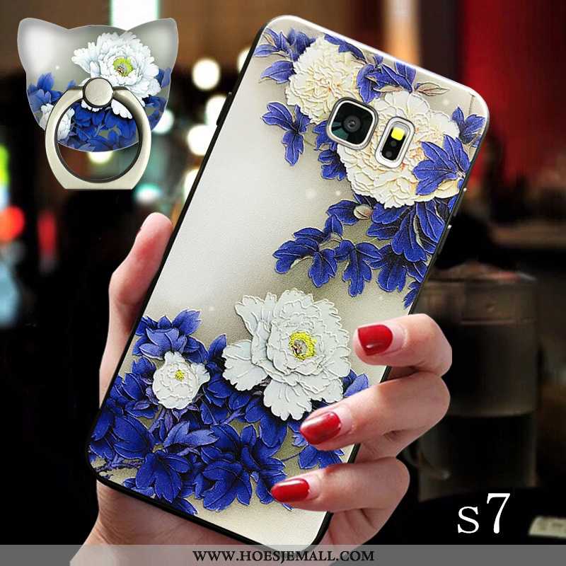 Hoesje Samsung Galaxy S7 Schrobben Hanger All Inclusive Blauw Trend Hoes Gesp Blauwe