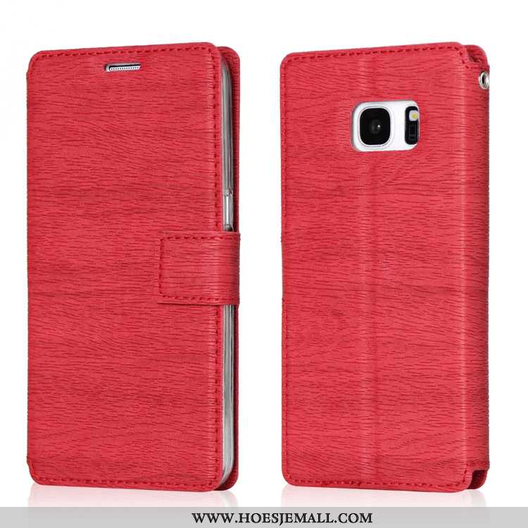 Hoes Samsung Galaxy S7 Leren Hoesje Ster Mobiele Telefoon Rood Clamshell