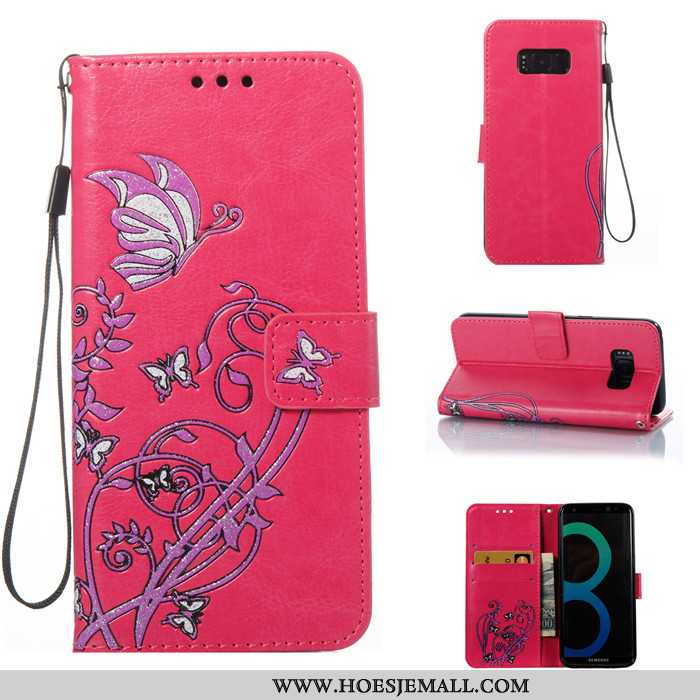 Hoesje Samsung Galaxy S8 Bescherming Leren Ster Siliconen All Inclusive Rood Anti-fall