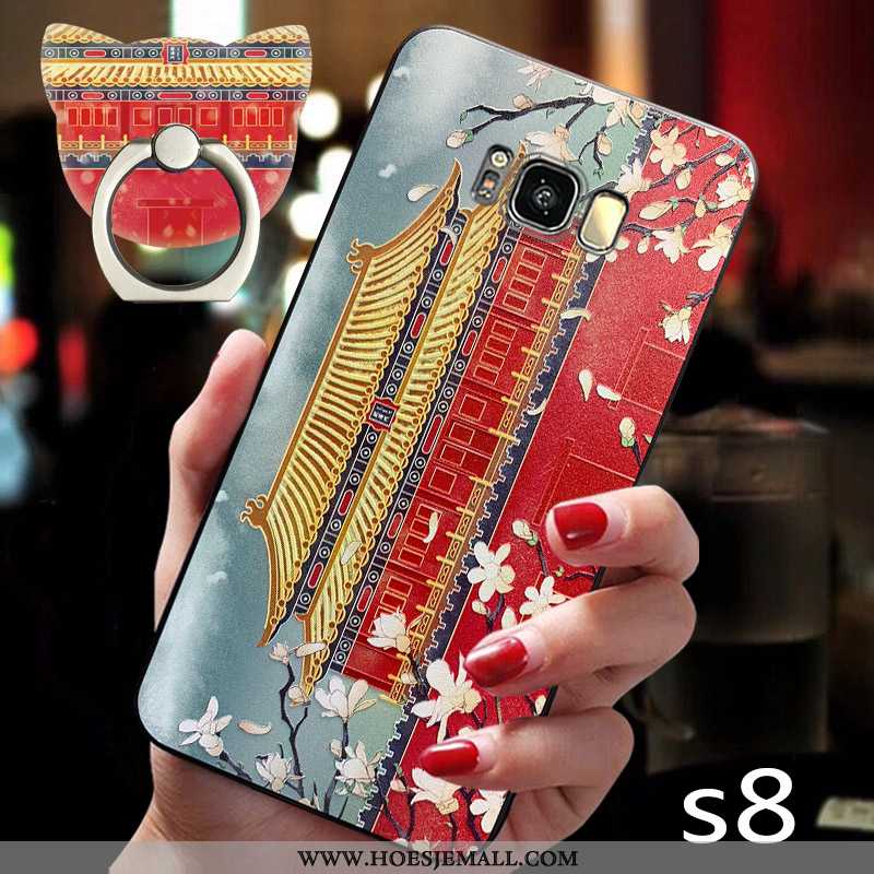 Hoesje Samsung Galaxy S8 Bescherming Schrobben Dun Pu Wind Siliconen Hoes Rood