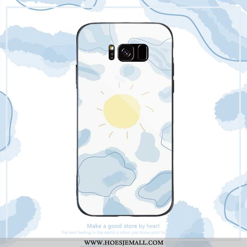 Hoes Samsung Galaxy S8 Trend Siliconen Anti-fall Glas Blauw Hoesje All Inclusive Blauwe