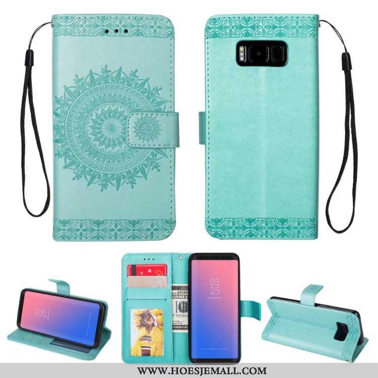 Hoesje Samsung Galaxy S8 Bescherming Leren All Inclusive Ster Folio Anti-fall Blauwe