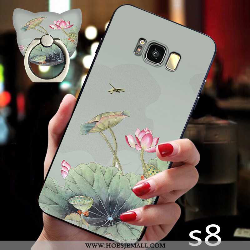 Hoesje Samsung Galaxy S8 Siliconen Schrobben Roze Super Chinese Stijl Hoes Ring